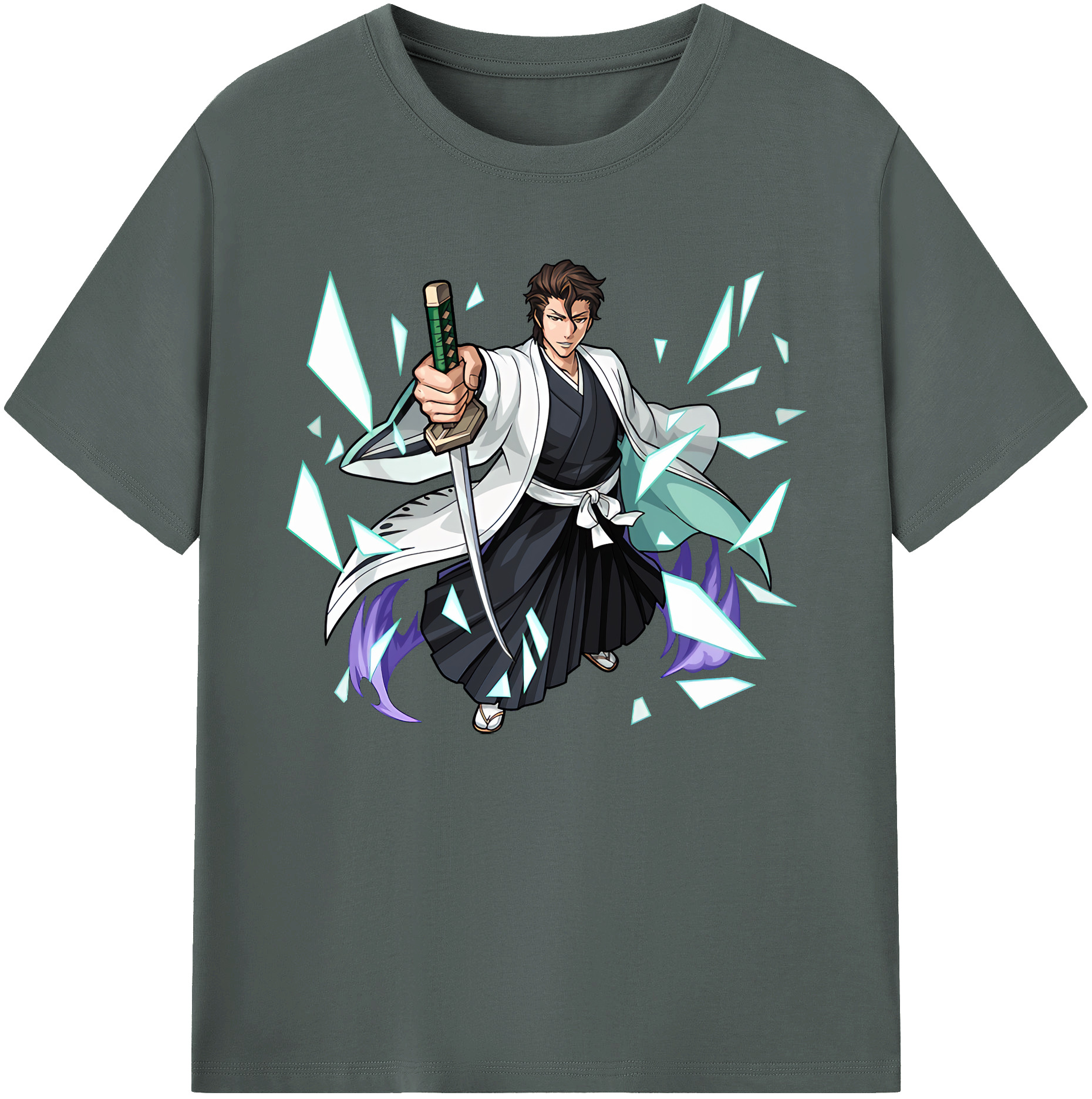 （画像用） ブリーチ 藍染 惣右介（あいぜん そうすけ） BLEACH Aizen Sousuke 綿100％ メンズ半袖Tシャツ｜肌触りやわらか＆通気性